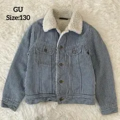 GU ジーユー ジージャン フリース ジャケット ブルー ストライプ 130