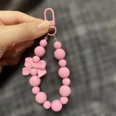 ピンク　リボン　キーホルダー　ストラップ　チャーム　じゃらじゃらキーホルダー