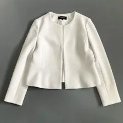 美品 アンタイトル 24AW シンプル ツイード ノーカラージャケット ベージュ
