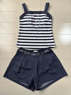 pom ponette 水着ストライプ柄タンクトップとショートパンツ3点セット