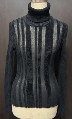 Jean Paul Gaultier ストライプ パワーネット ベロア ニット