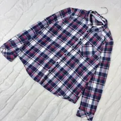 NICECLAP ❣️ネイビー×赤 チェック 長袖 シャツ✨️フリー