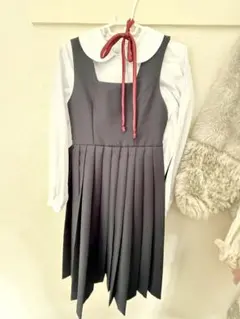 制服 コスプレ ジャンパースカート リボン シャツ 3点セット 学生 sjk