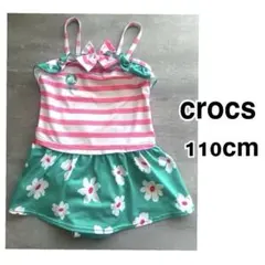 CROCS クロックス　ボーダー　水着 花柄 110 女の子　ワンピース