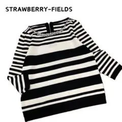 STRAWBERRY-FIELDS ビジュー ボーダー ニット パフスリーブ