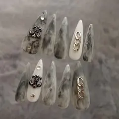 グレー マーブル ネイルチップ 10個セット