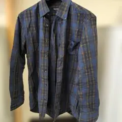 Aquascutum 長袖シャツ Lサイズ ネイビーとブラウンチェック