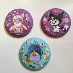 サンリオ マイメロ クロミ タキシードサム 刺繍缶バッジ