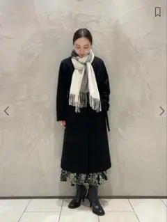 今期　新品未使用　ピュアカシミヤ ノーカラーコート　ブラック36