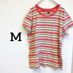 美品✨DENVERHAYES 半袖Tシャツ ボーダー　ピンク 夏服 春服