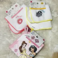 ループ付タオル ハンカチ プリンセス 刺繍 ふわふわ ドーナツ ペンギン