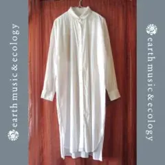 美品　earth music & ecology　ロングシャツワンピース　白