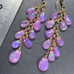 14KGF＊美しいパープルカラーエチオピアオパールの豪華なピアスd105