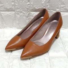 銀座かねまつ　ブラウン ポインテッドトゥ ハイヒール　Dウィズ　23cm