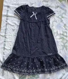 ポンポネット　 水玉　半袖ワンピース　L 160 花柄刺繍