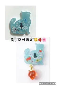 3月13日限定♡ねこ2点セットレジンヘアゴムブローチ