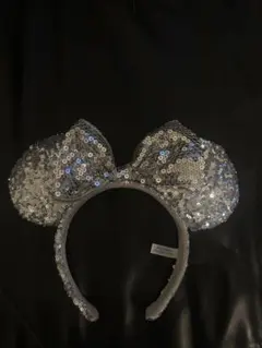 シルバー スパンコール ミッキーマウス耳カチューシャ
