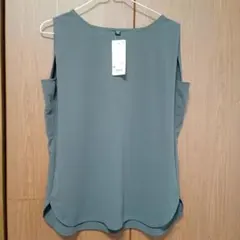 新品 UNIQLO クレープジャージT ノースリーブ グレー Mのサムネイル