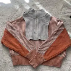 KBF レイヤードハーフジップニット