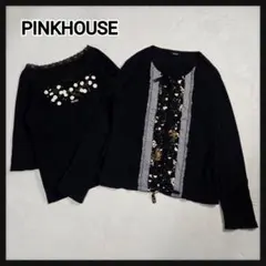[美品]PINKHOUSE アンサンブル フリル リボン 花柄 レース Lサイズのサムネイル