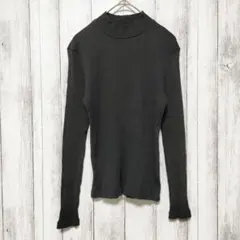 UNIQLO ユニクロ (M)　リブハイネックT 長袖　ブラック