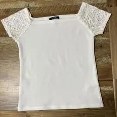 DURAS オフショルダー リブトップス ホワイトのサムネイル