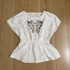 r.p.s アールピーエス 花柄刺繍 ウエストマーク リボン ブラウス 白 Mのサムネイル