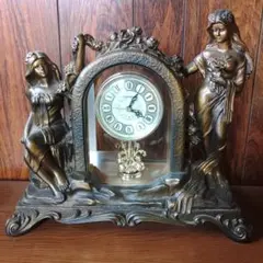 手巻きのアンティーク置き時計 TOKYO TOKEI アールデコ 手巻き アンティークガラス置時計 東京