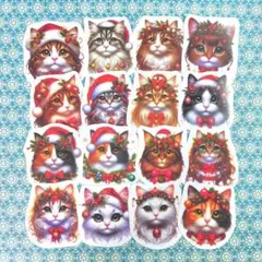 クリスマスキャッツ クリスマスシール フレークシール ハンドメイド