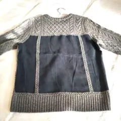 キヨコタカセ　バックドッキングニット　サイズ15　 グレー✕ネイビー