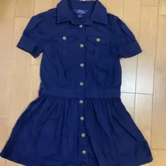ポロ ラルフローレン 半袖 ワンピース シャツワンピ 130cm 金ボタン 美品