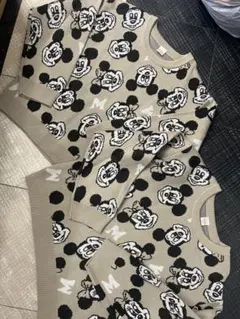 hutahuta レトロ ミッキーマウス ミニーマウス ベージュ ニット 140