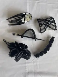 まとめ売り　黒いヘアアクセサリー5点セット