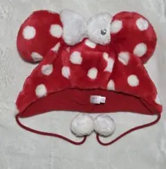 ディズニー　ミニーファンキャップ　赤　ドット　水玉