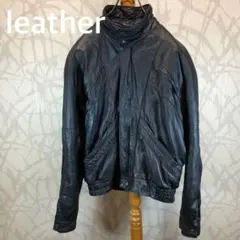 ブラックレザージャケット　本革　レトロ タグなし　R