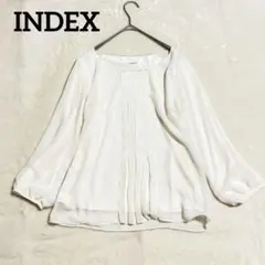 【インデックス】シフォンブラウス プリーツ ビーズ付き フォーマル 長袖 M 白