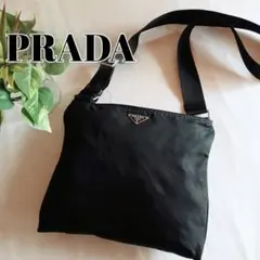 良品 プラダ ナイロン ショルダーバッグ 鞄 ポシェット 黒 レディース メンズ