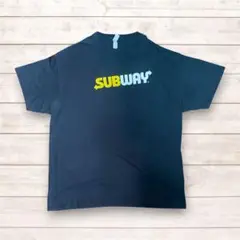 珍品 SUBWAY ロゴプリント Tシャツ ブラック XL 黒 企業 サブウェイ