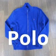 ポロ・ラルフ・ローレン ジップアップセーター 青