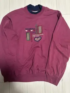 古着 刺繍入りバーガンディスウェットトレーナー