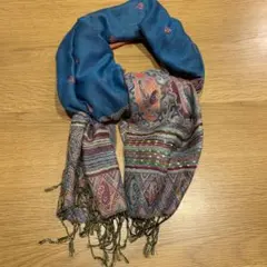 ストール　アジアンテイスト　大判　青系