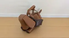 ブラウン レザー風 ハンドバッグ　犬　ドッグ