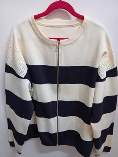 ブージュルードのボーダー長袖カーディガン　フリーサイズ