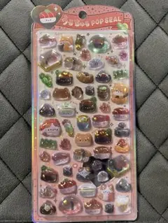 かわいい食べ物モチーフ ボンボンドロップポップシール 48枚入り