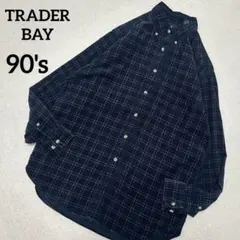【高品質】90'sTRADER BAY格子柄グラフチェック長袖コーデュロイシャツ