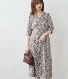 natural couture ちび釦レトロAラインワンピース