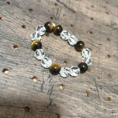 タイガーアイとクリスタルのブレスレット