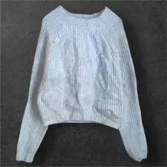 ライトブルー クロップド ニット XS 長袖 セーター コンパクト丈