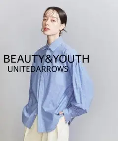 BEAUTY&YOUTH ボリュームスリーブストライプシャツ
