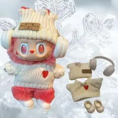 【冬服 衣替え】ニット帽、セーター、ヘッドホン、靴の4点セット ホワイト